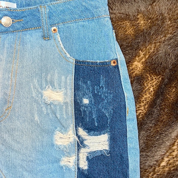 Sunset+Spring Patchwork Denim Mini Skirt - Picture 6 of 13